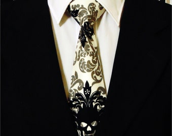 Skull Necktie, Skull Tie, White Skull Necktie, White Skull Tie, Black Skull Necktie, Black Skull Tie, Mens Necktie, Mens Tie, Father, Gift