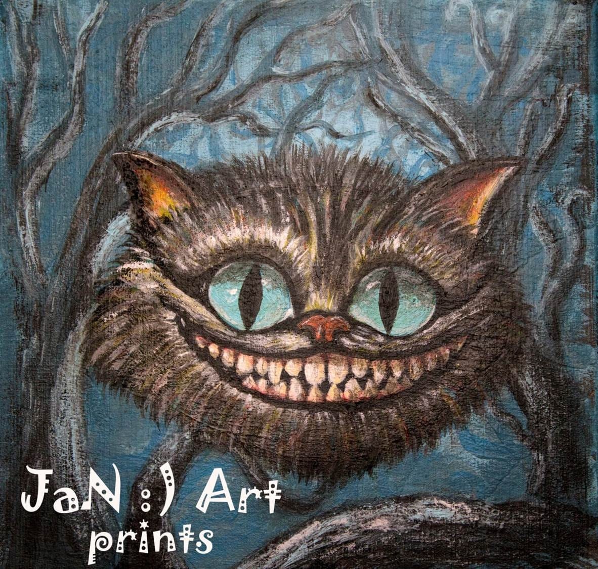 Alice in Wonderland Cheshire Cat Print Of Original Painting