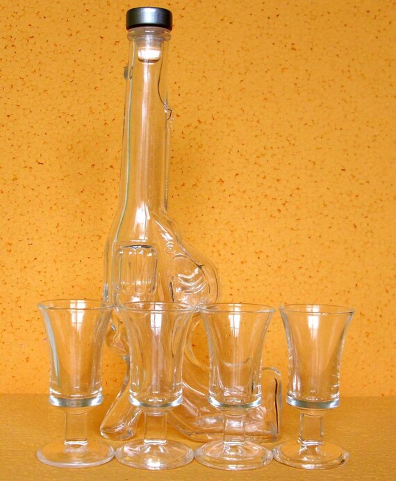 Pistol Gun Shaped Glass Tequila Bottle Liquor by