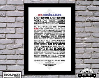 Les Miserables - Framed - Quotes - Lyrics - Typography Print