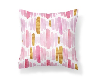Throw Pillow Pink, Decroative Pillow, Gold Pillow, Pink pillow, White pillow