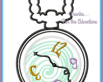 Cheshire Cat Pocket Watch from Alice in Wonderland Digital Embroidery Machine Applique Design File 4x4 5x7 6x10