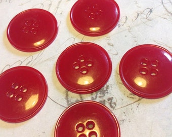 Cherry red 1940s American casein vintage buttons, British style
