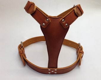 Beautiful Hand Made Large Leather Plain Dog Harness 13 Colors