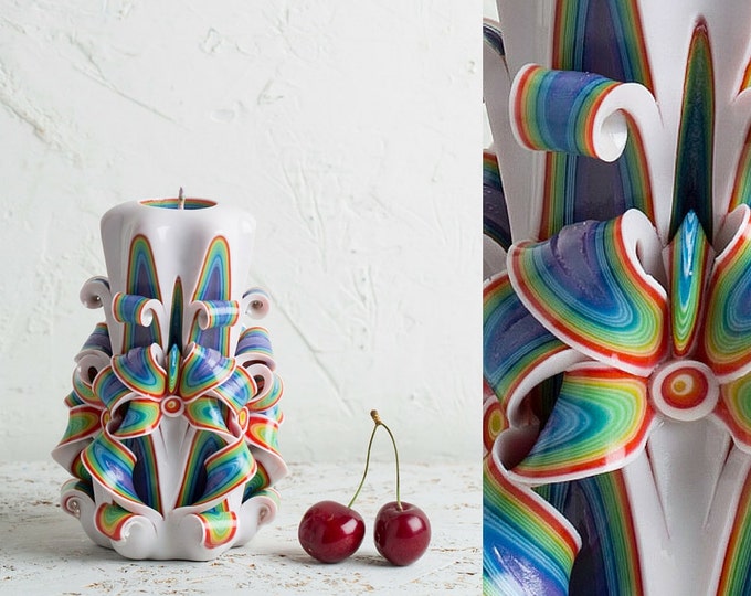 Christmas candles, Carved candle, Christmas gift ideas, Handmade Christmas gift, Unique gift ideas, Handmade gifts, Rainbow candles