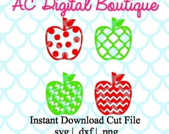 Set of 4 Apples Digital Cut File--Instant Download--SVG, DXF, PNG Files for Cutting Machine Software