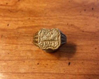 Rare 100+ Year Old antique Bronze soldiers Ring "1887" Adult Sz 10.75 US
