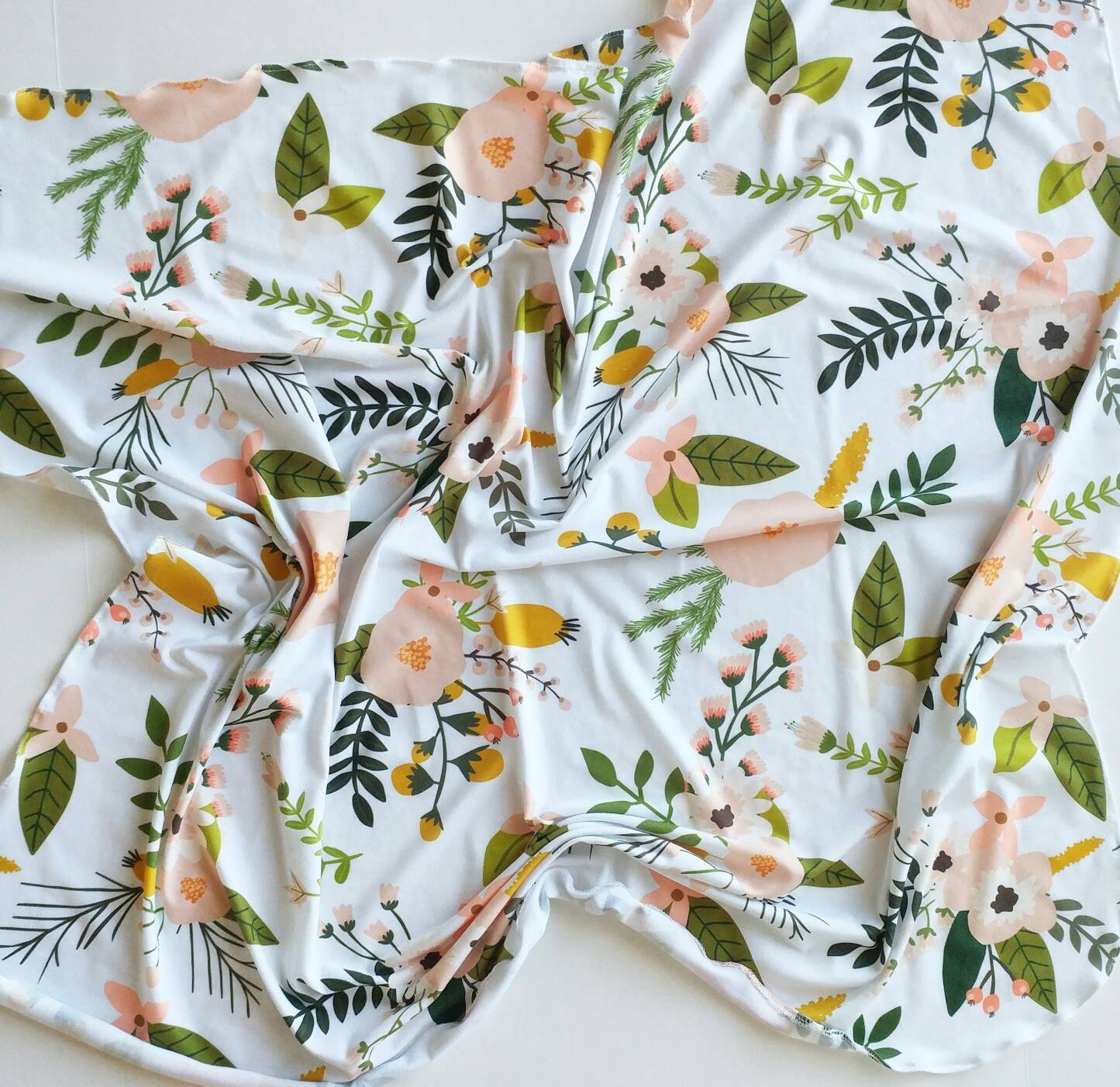 Swaddle in Blush Sprigs and Blooms Modern Jersey Knit