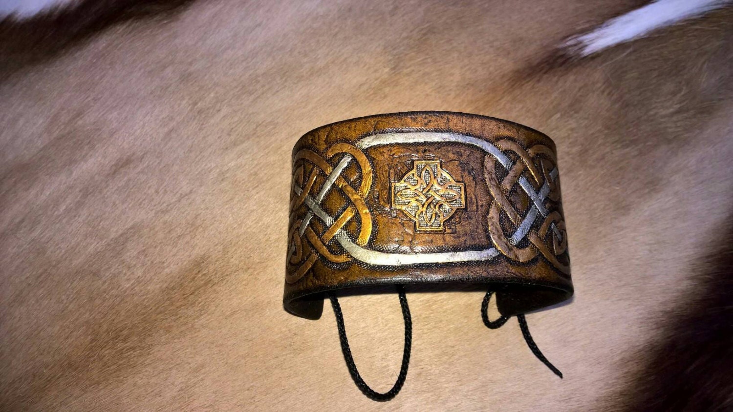 Tooled Celtic  Knot Leather Armband 