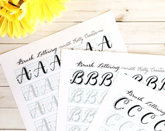 Capital Letters Brush Lettering (Uppercase) Practice Sheets for Large Brush Pens