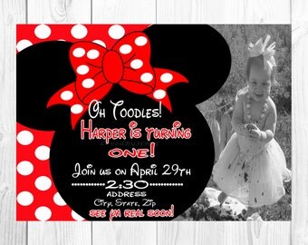 Minnie Mouse Birthday Invitation, Minnie Mouse Birthday, Red Polka Dots, Oh Toodles