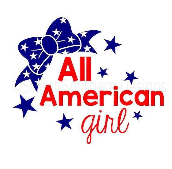 Download All American girl with bow Fourth of July Memorial Day SVG