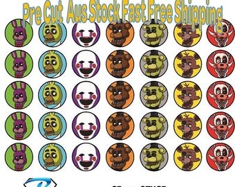 35x FNAF Five Nights At Freddies Edible Icing or Wafer Cupcake Toppers 35mm