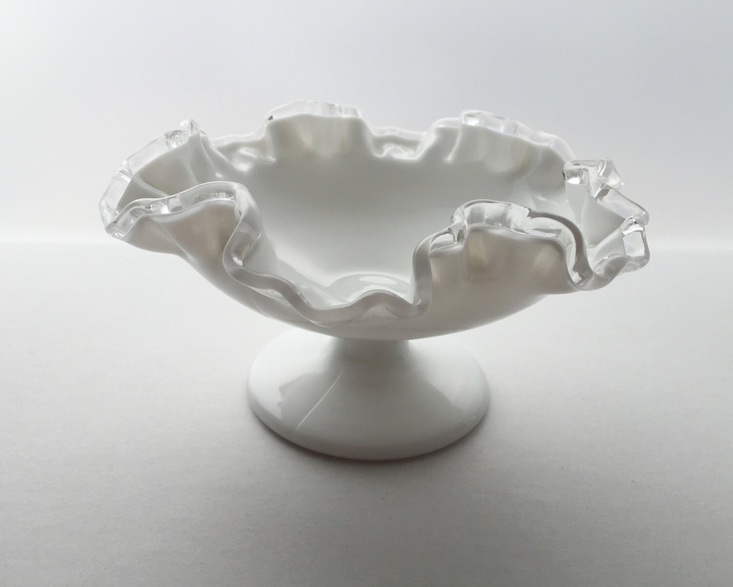 Fenton Silver Crest Fenton Milk Glass Compote Vintage Fenton White