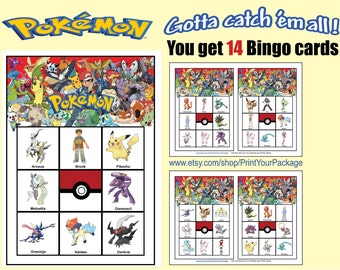 Pokémon Lotto Bingo game. Pokemon catch em all game.