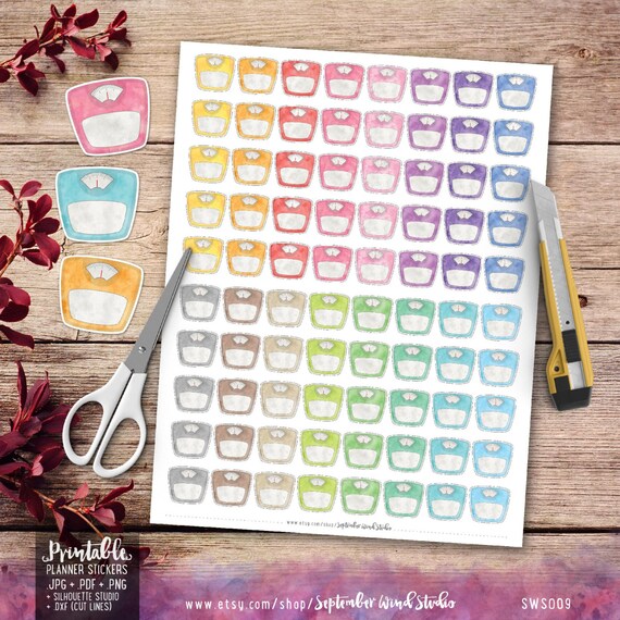 Weight Scale Printable Planner Stickers Erin Condren Planner