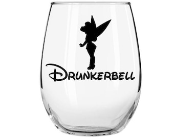 Tinkerbell Inspired Wine Glass, Drunkerbell Stemless Wine Glass