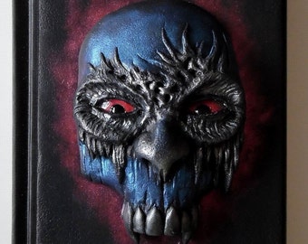 SALE !!! Vampire skull, polymer clay journal, notebook, diary with polymer clay cover, 98 blank sheets