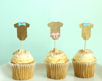 Gender Reveal Cupcake Toppers - Gender Reveal Party Decor - Twins Cupcake Toppers - Twins Party Decor - Gender Neutral Party Decor