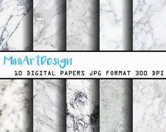 Marble digital paper in white color with various marble pattern, marble backgrounds and marble texture