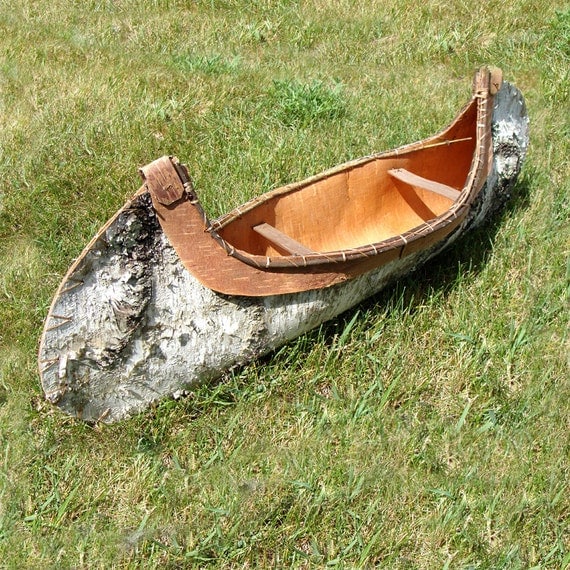 Birch Bark Canoe Handcrafted 36 Created From Real by BINESHIIstore