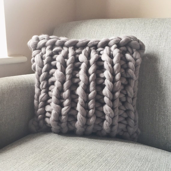 Chunky knit cushion in 9 colours grey chunky knit cushion