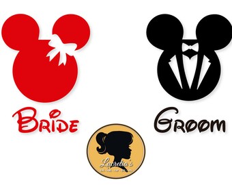 Bride and Groom svg, Mickey Mouse,Minnie Mouse, SVG files for Silhouette Cameo or Cricut, Couple svg, vector, svg, dxf eps