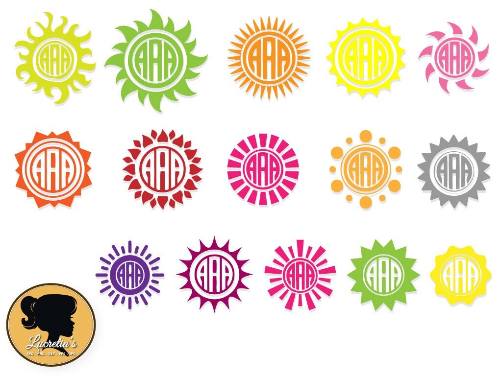 Download Sun Monogram Frame SVG, Cricut Cut File, Sun Monogram frame Cut File Summer SVG Clipart Svg Dxf ...