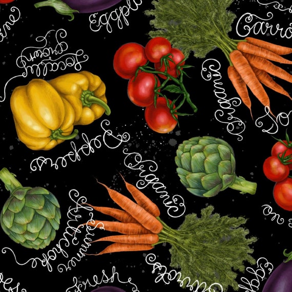 Vegetable Fabric by Springs Creative Chalk Veggies by Angelfabric