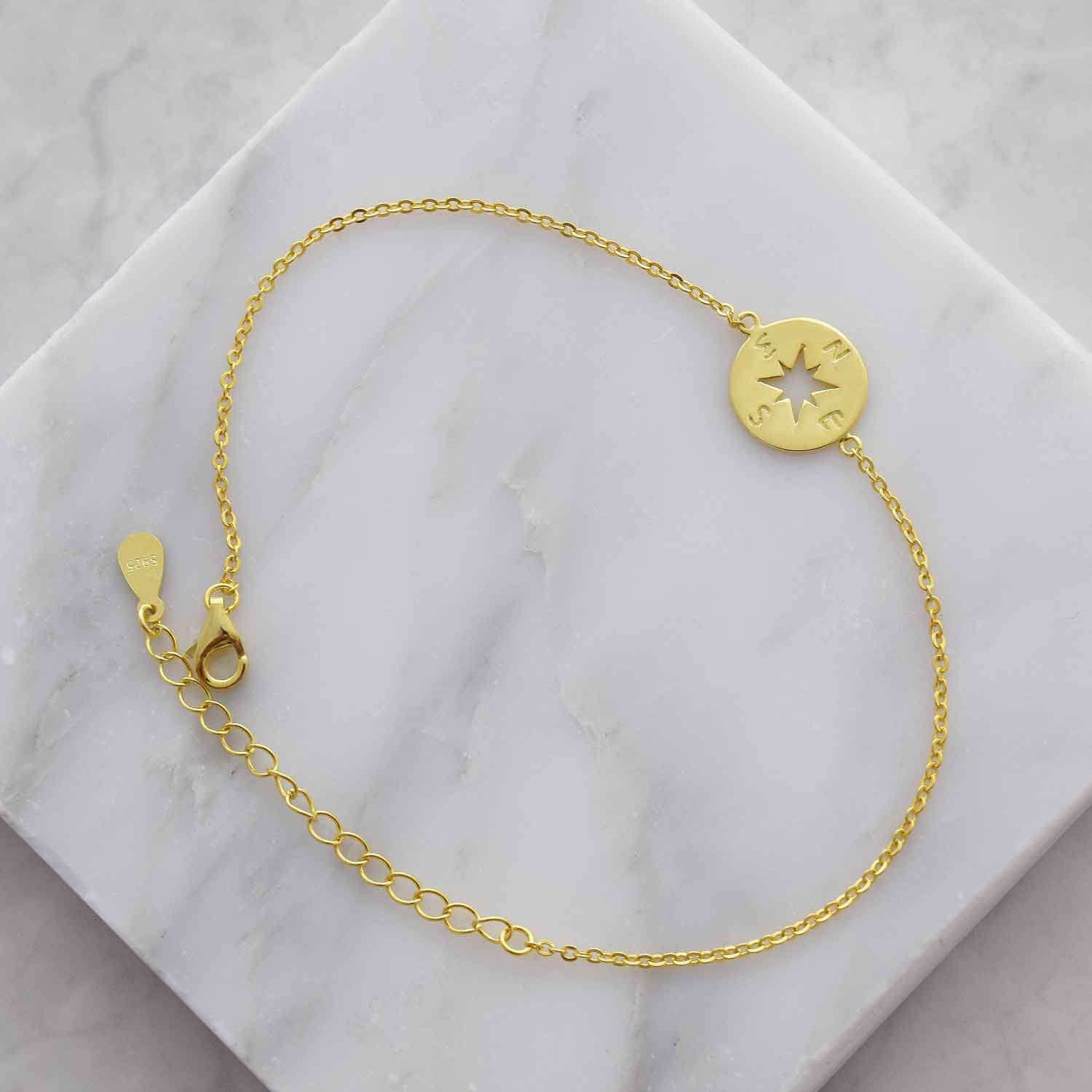 Gold compass bracelet compass bracelet dainty disc bracelet