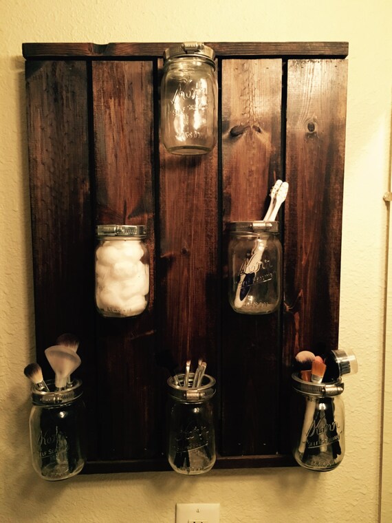 Mason Jar Bathroom Organizer by TrashyFox on Etsy