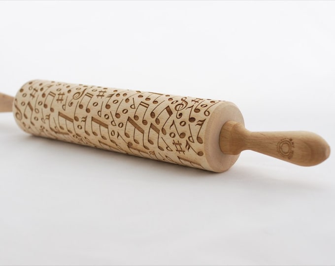 MUSIC rolling pin, embossing rolling pin, engraved rolling pin for a gift, NOTES, gift ideas, gifts, unique, autumn, wedding