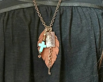 Leather Feather necklace