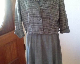 Vintage 1940s day dress and jacket ensemble
