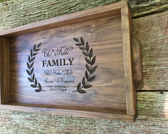 Rustic Serving Tray, Personalized Serving Tray, Wood Tray, Ottoaman Tray, Wine Serving Tray, Tea Serving Tray