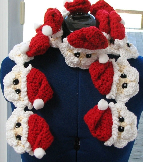 Download Crochet Pattern - Santa Head Scarf Crochet Pattern - Santa Claus Pattern - Women's Scarf Pattern ...