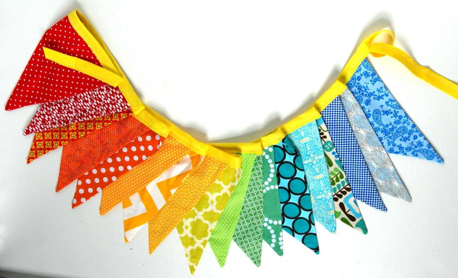 14 Feet Multi Colored Rainbow Bunting Bright Colors Fabric
