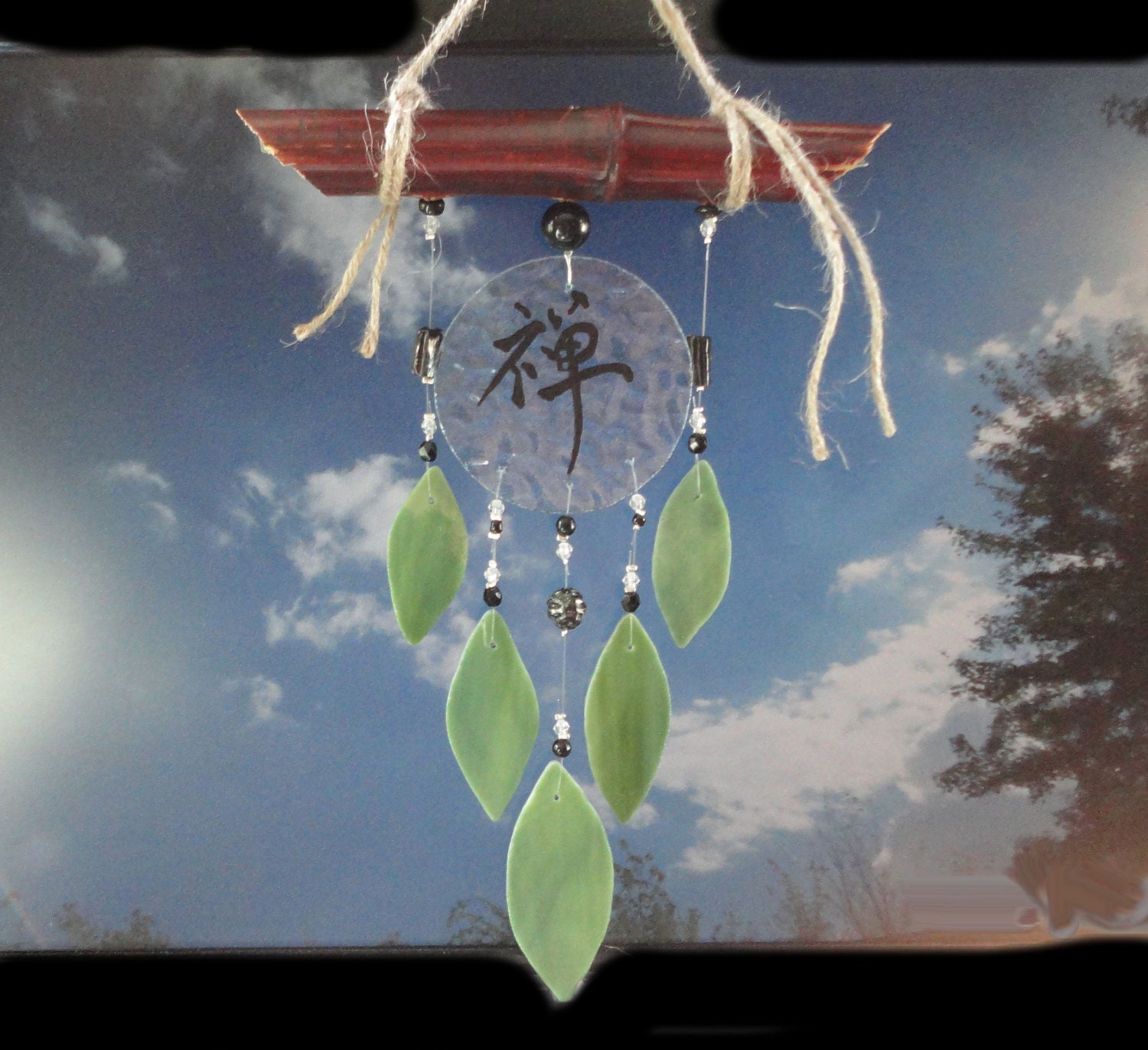 Stained Glass Sculpture Garden Art Wind Chime Mobile Wall Zoom
