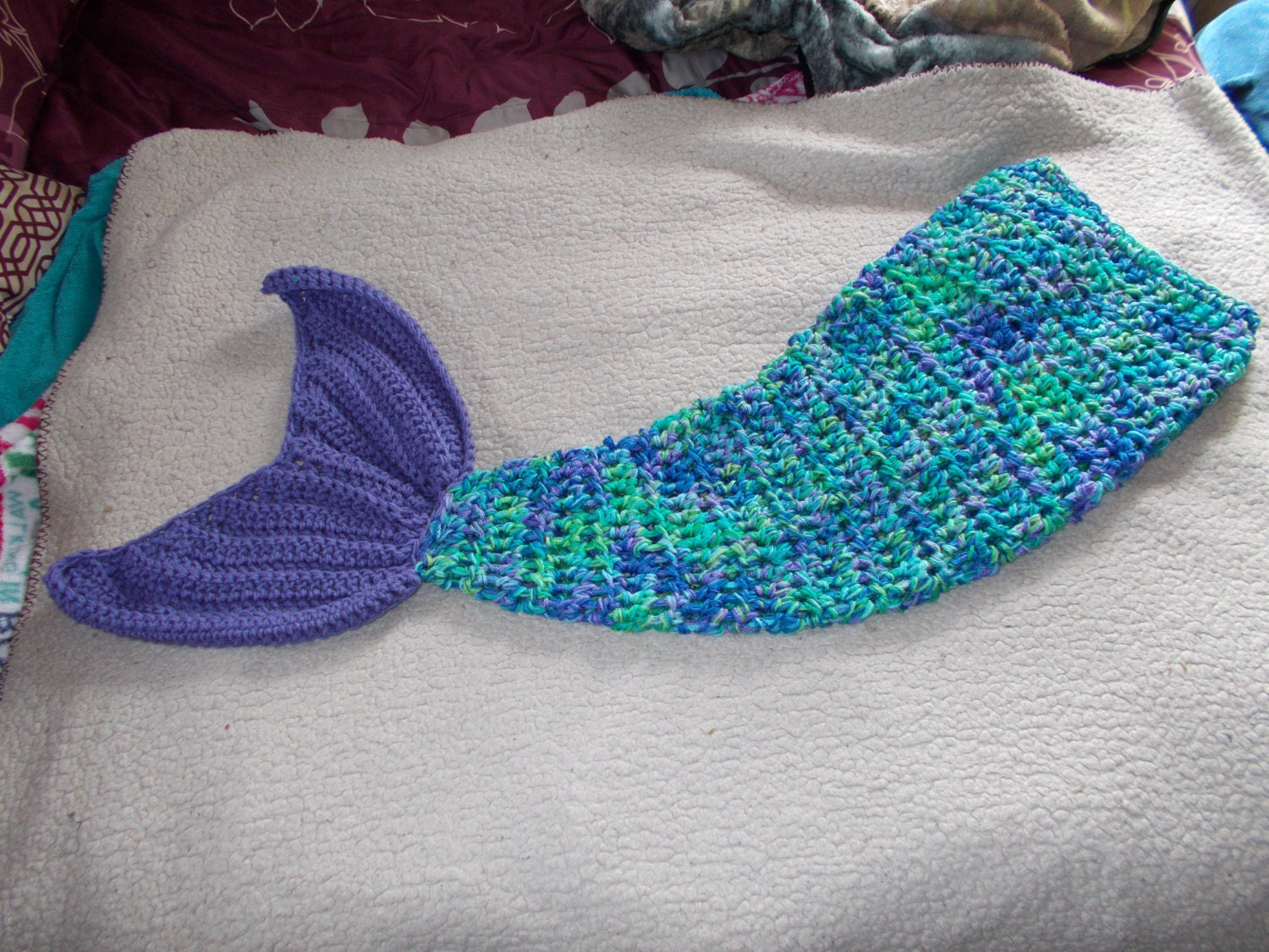 Crochet Mermaid Tail blanketSnuggieCocoonLapghanPRESCHOOL