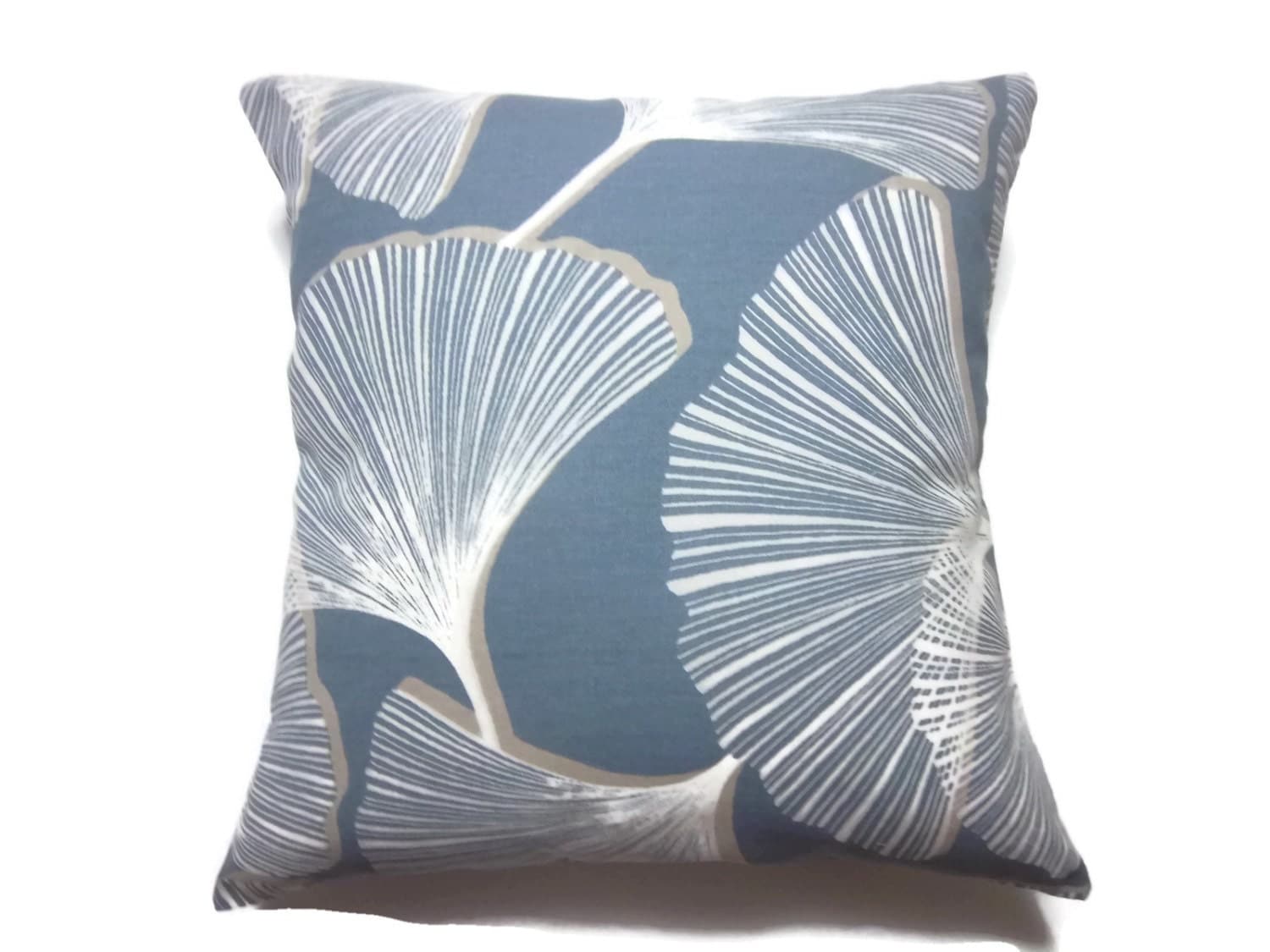 Decorative Pillow Cover Gingko Slate Blue White Khaki Same