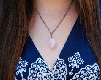 self-compassion . a soul mantra rose quartz necklace