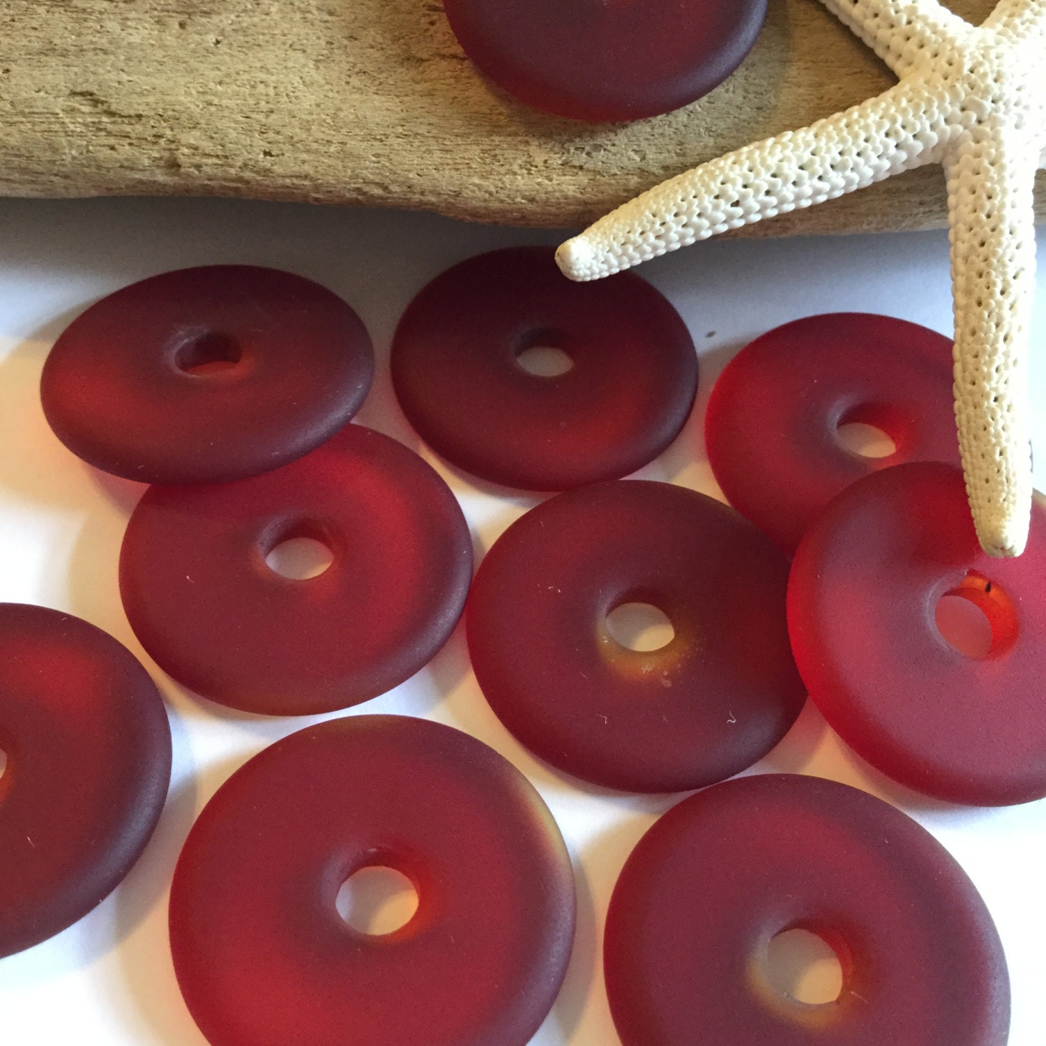 25 mm sea glass donut bead Seaglass beads beach glass