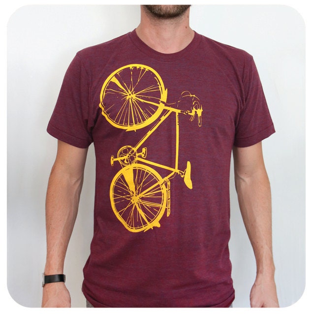 Bike T-shirt Mens / Unisex Yellow Bicycle by Boomerang360 on Etsy