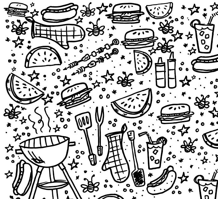 Printable Backyard BBQ Coloring Page For Kids Instant