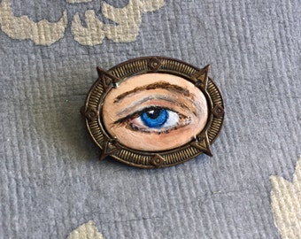 LOVER'S EYE Jewelry, Brooch - original painting by Tina Tarnoff, vintage pin