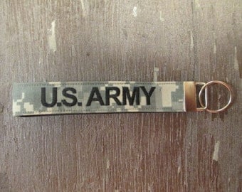 Military Wristlet, Army Custom Name Tape Branch Key Chain, Army Personalized Military Keychain, Army Key Fob