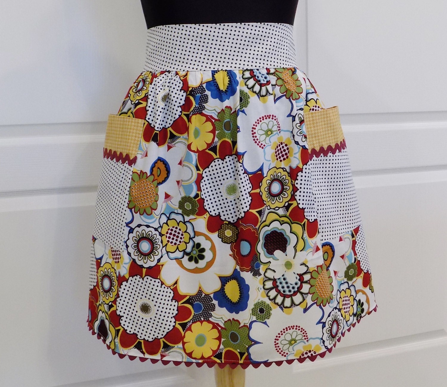 Womens Half Apron Cute Chic Kitchen Waist Aprons with Pockets