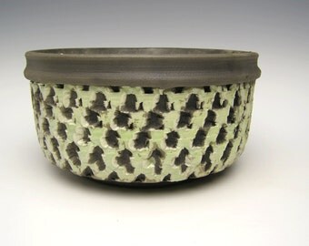 Contemporary Succulent planter Smoky Light Green Raku Cactus planter pot Bonsai planter Ceramic pottery planter plant pot 7 1/4 x 3 3/4
