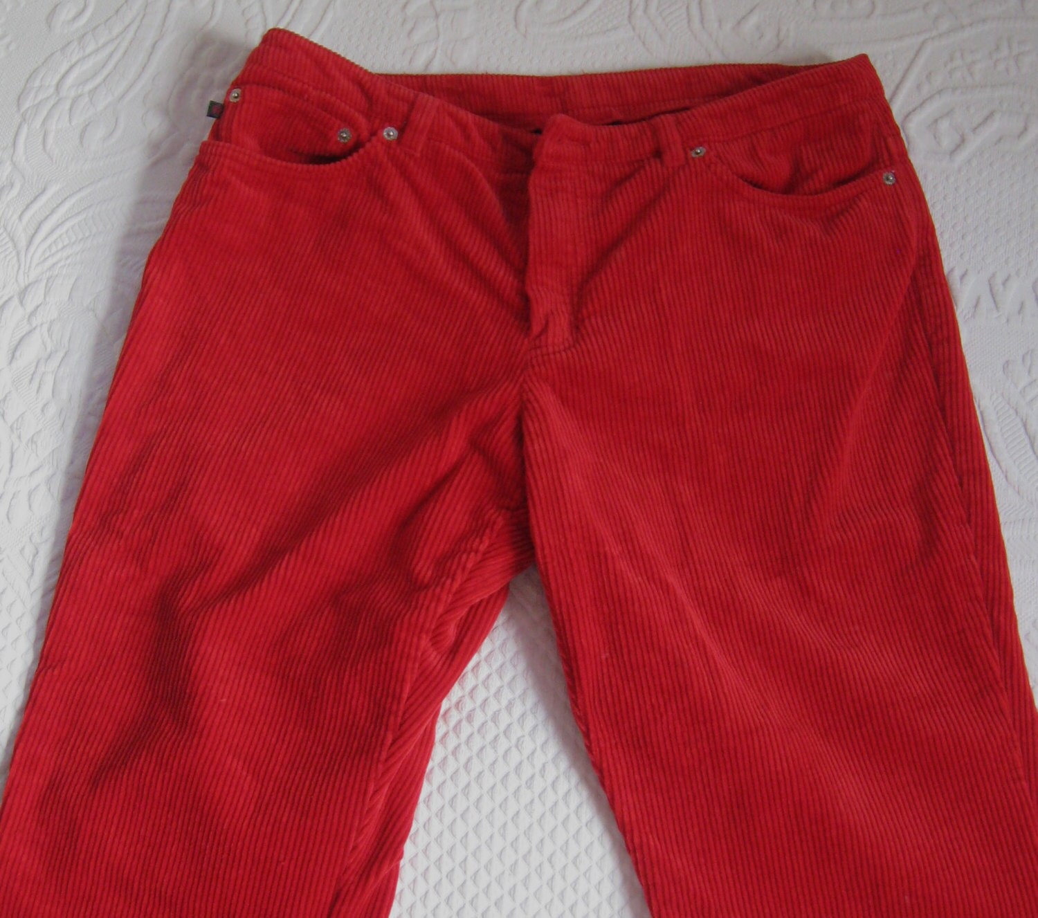 red corduroy pants
