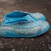 Natural felted wool slippers Women home shoes Turquoise Sand THE ENVELOPE slippers with recycled fabric and strong non slip soles
